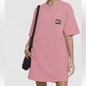 Nike Pink Short Sleeve Cotton Wash Tee Shirt Dress